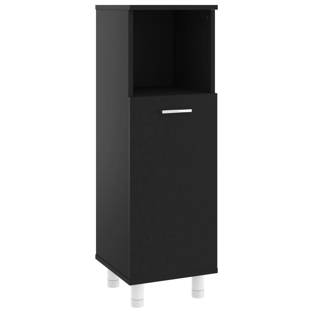 Mobile da Bagno Nero 30x30x95 cm in Legno Multistrato | homemem39