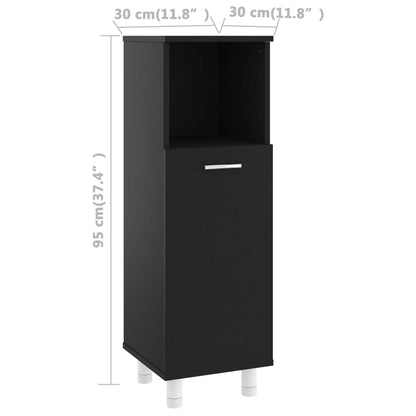 Mobile da Bagno Nero 30x30x95 cm in Legno Multistrato | homemem39
