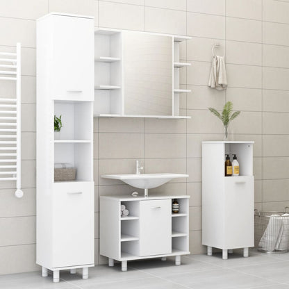 Mobile da Bagno Bianco 30x30x179 cm in Legno Multistrato | homemem39