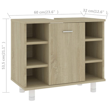 Badezimmerschrank aus Sonoma-Eiche, 60 x 32 x 53,5 cm, aus Sperrholz