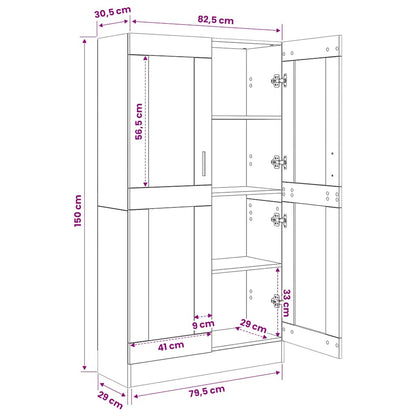 Libreria Nera 82,5x30,5x150 cm in Legno Multistrato | homemem39