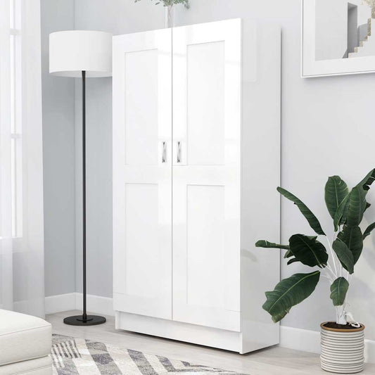 Libreria Bianco Lucido 82,5x30,5x150 cm in Legno Multistrato | homemem39