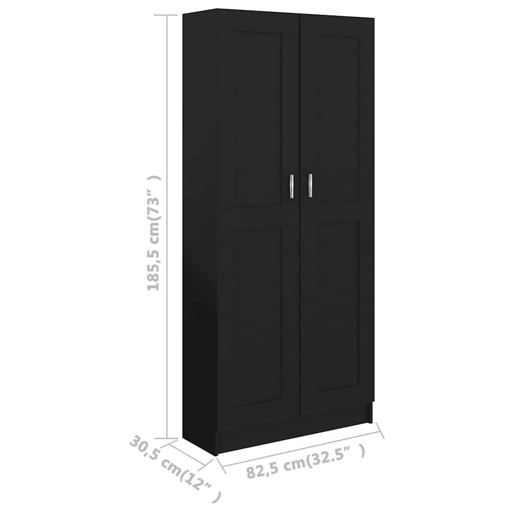 Libreria Nera 82,5x30,5x185,5 cm in Legno Multistrato | homemem39