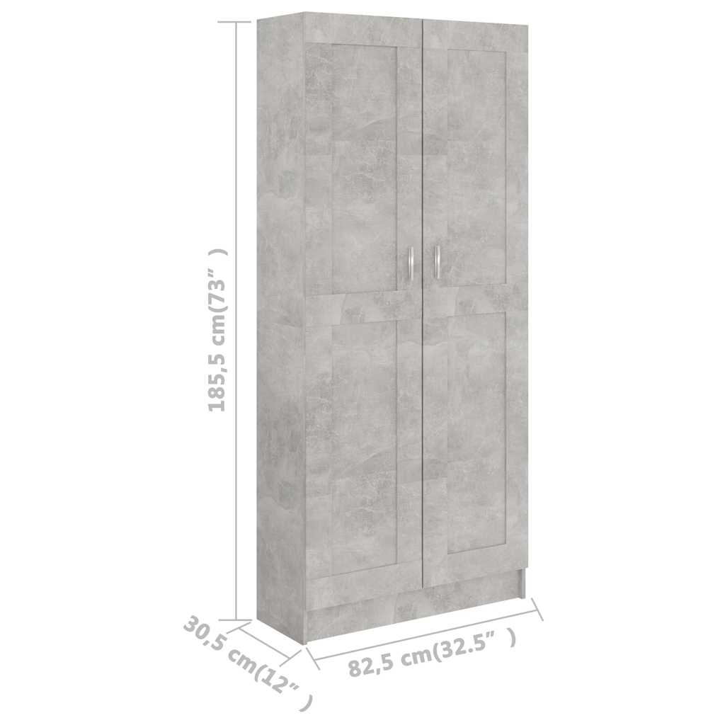 Libreria Grigio Cemento 82,5x30,5x185,5 cm in Legno Multistrato | homemem39