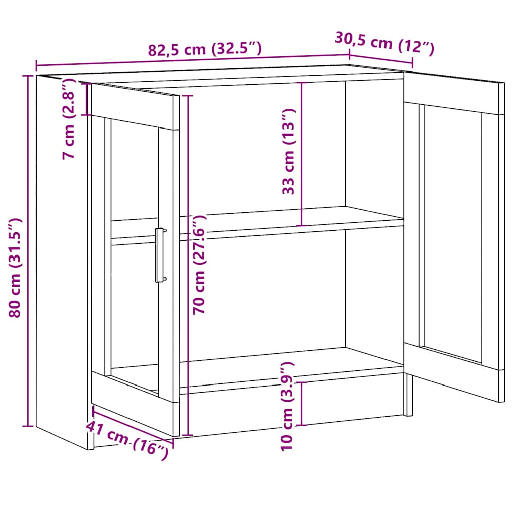 Armadietto con Vetrina Bianco 82,5x30,5x80 cm Legno Multistrato | homemem39
