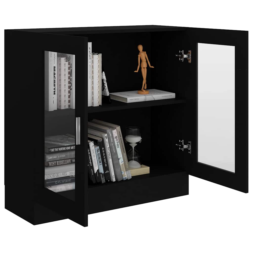Armadietto con Vetrina Nero 82,5x30,5x80 cm Legno Multistrato | homemem39