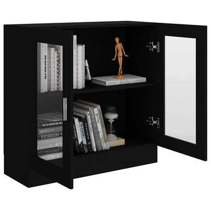 Armadietto con Vetrina Nero 82,5x30,5x80 cm Legno Multistrato | homemem39