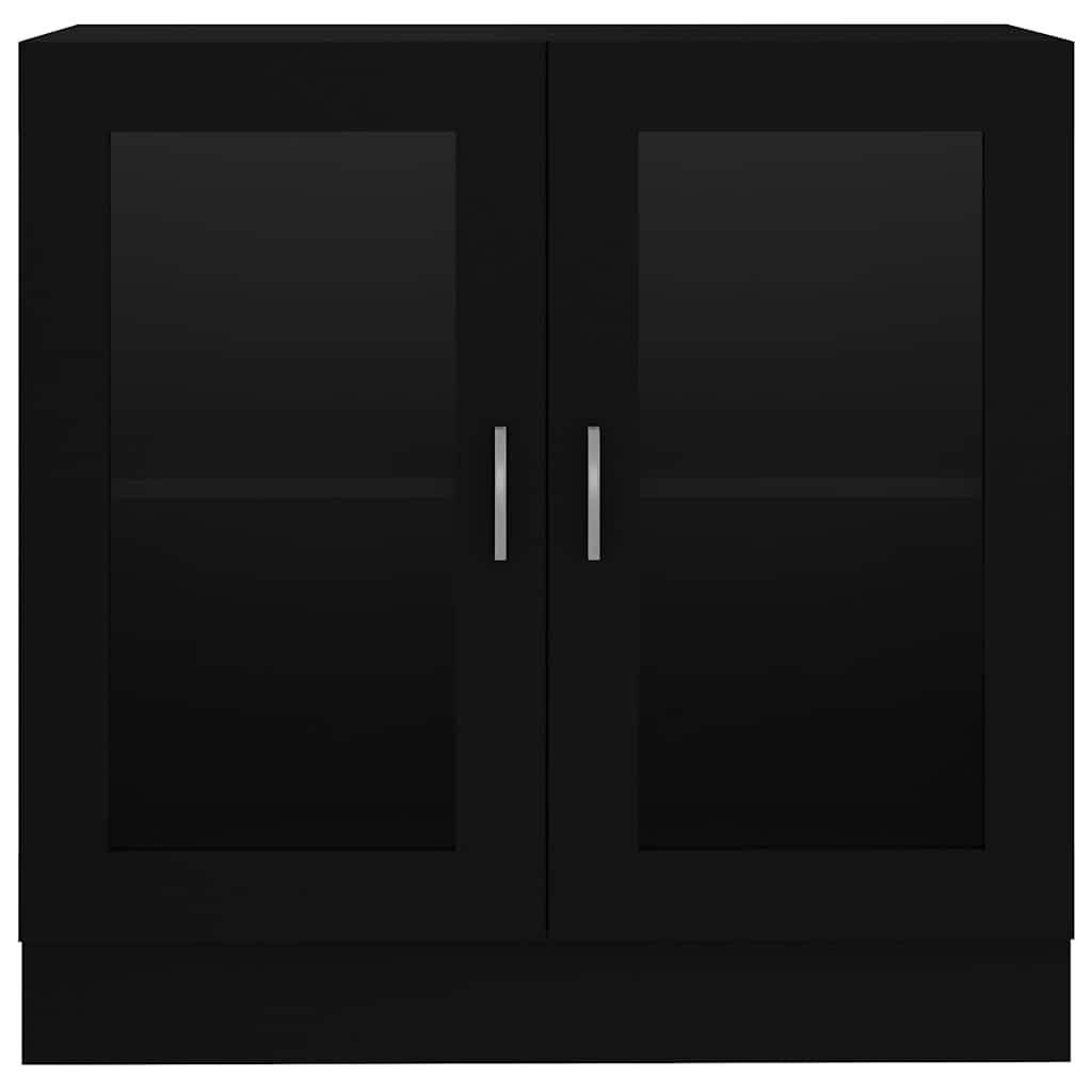 Armadietto con Vetrina Nero 82,5x30,5x80 cm Legno Multistrato