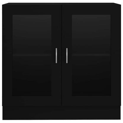Armadietto con Vetrina Nero 82,5x30,5x80 cm Legno Multistrato