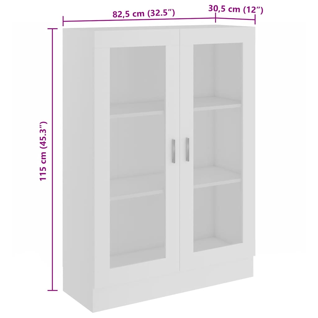 Armadietto con Vetrina Bianco 82,5x30,5x115cm Legno Multistrato | homemem39