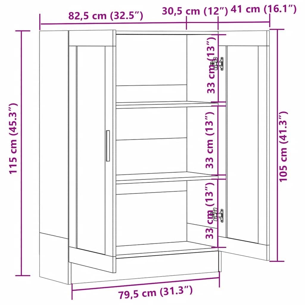 Armadietto con Vetrina Bianco 82,5x30,5x115cm Legno Multistrato | homemem39