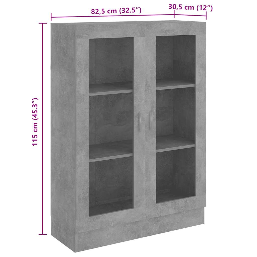 Armadietto Vetrina Grigio Cemento 82,5x30,5x115 cm Multistrato | homemem39