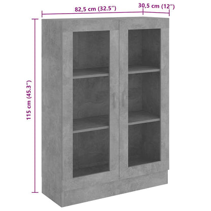 Armadietto Vetrina Grigio Cemento 82,5x30,5x115 cm Multistrato | homemem39