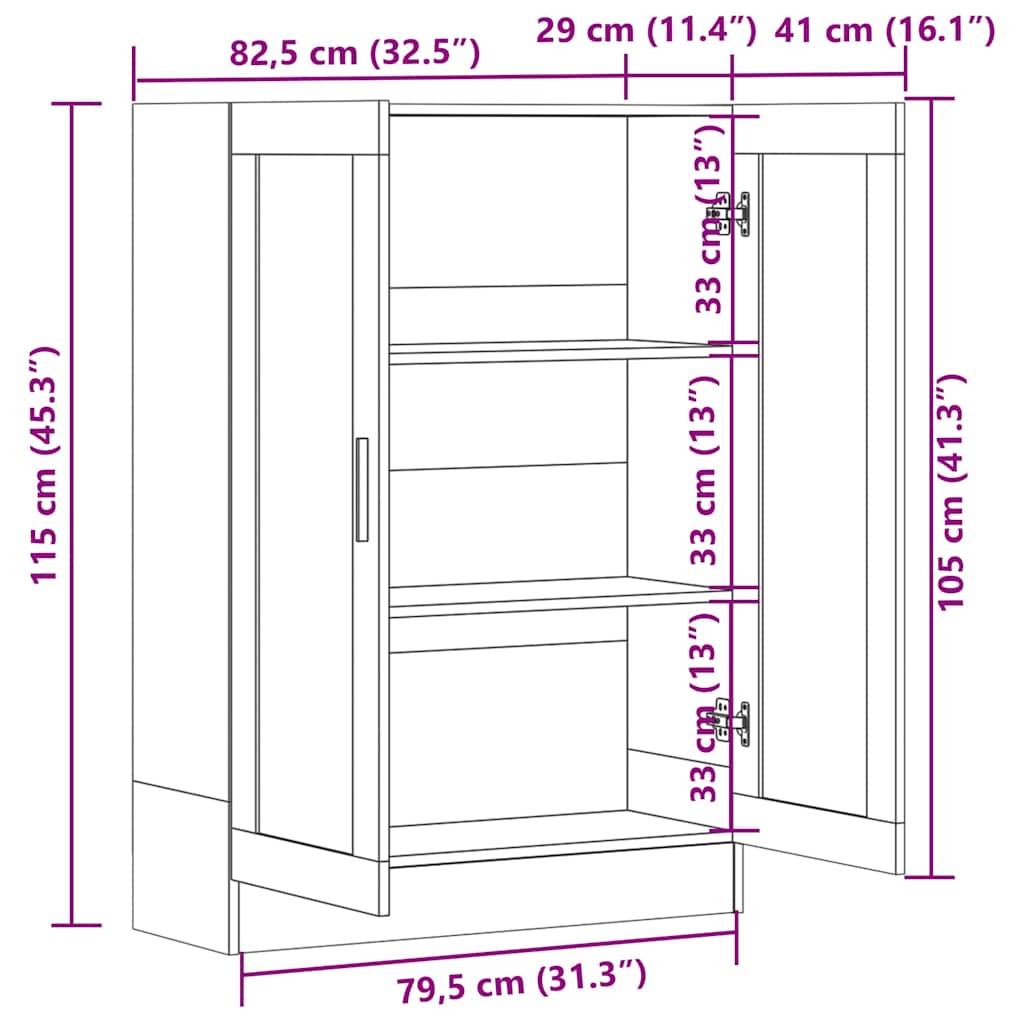 Armadietto Vetrina Grigio Cemento 82,5x30,5x115 cm Multistrato | homemem39