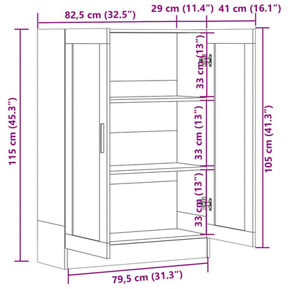 Armadietto Vetrina Grigio Cemento 82,5x30,5x115 cm Multistrato | homemem39
