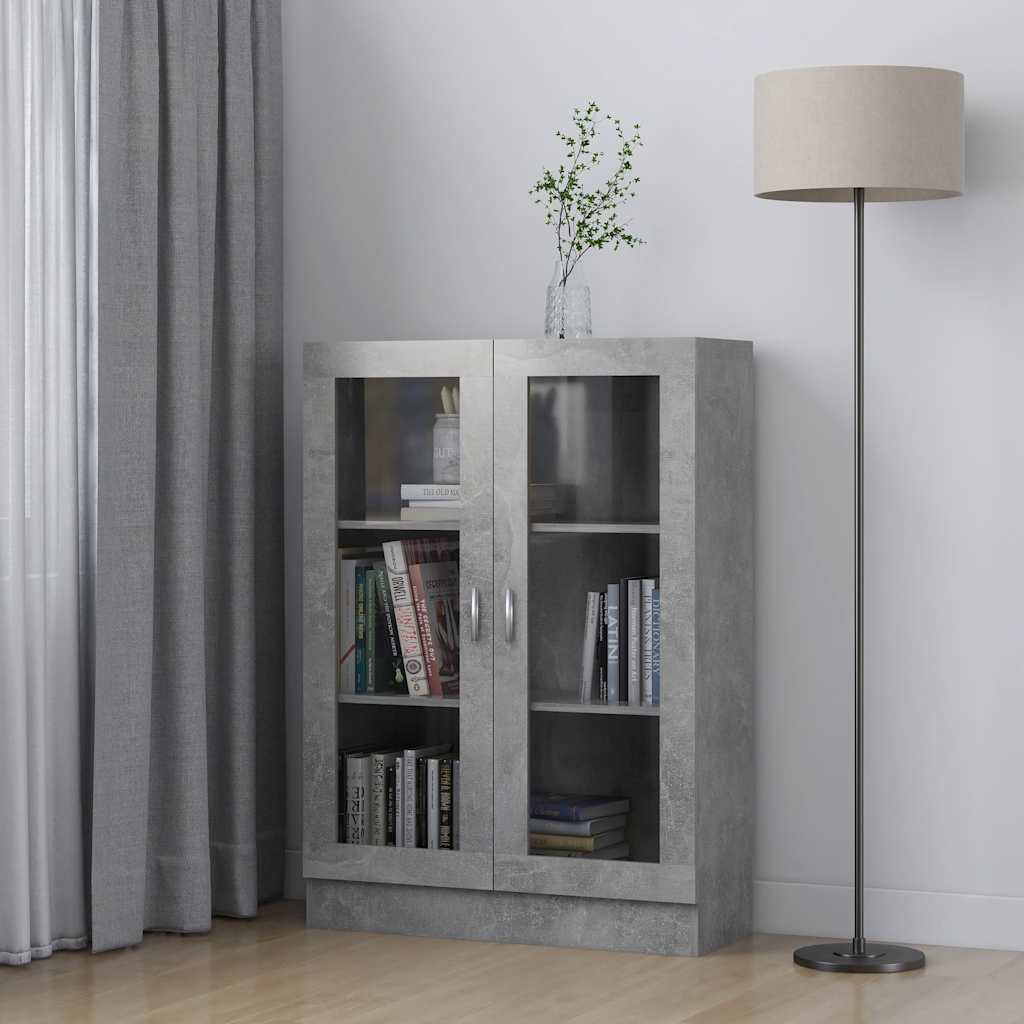Armadietto Vetrina Grigio Cemento 82,5x30,5x115 cm Multistrato | homemem39
