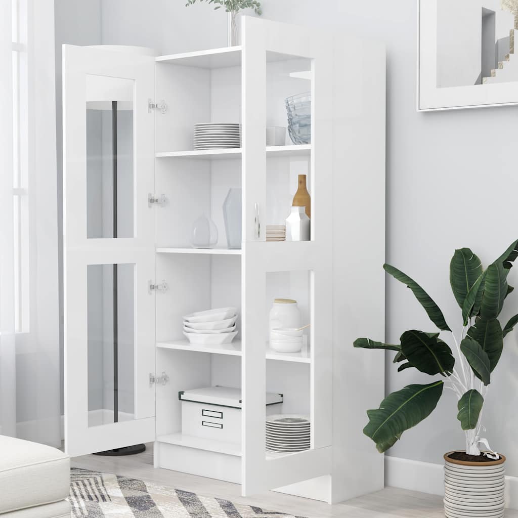 Armadietto con Vetrina Bianco 82,5x30,5x150cm Legno Multistrato | homemem39