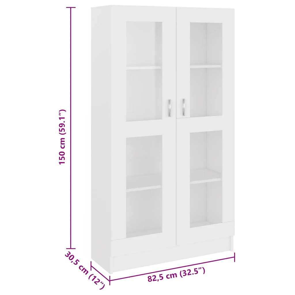 Armadietto con Vetrina Bianco 82,5x30,5x150cm Legno Multistrato | homemem39