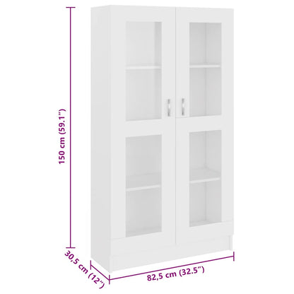 Armadietto con Vetrina Bianco 82,5x30,5x150cm Legno Multistrato | homemem39