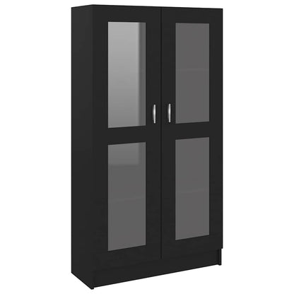 Armadietto con Vetrina Nero 82,5x30,5x150 cm Legno Multistrato | homemem39