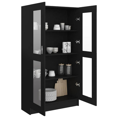 Armadietto con Vetrina Nero 82,5x30,5x150 cm Legno Multistrato | homemem39