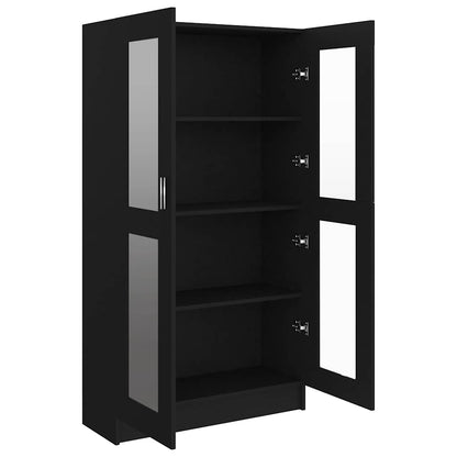 Armadietto con Vetrina Nero 82,5x30,5x150 cm Legno Multistrato | homemem39
