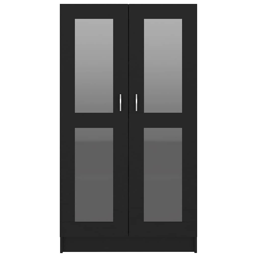 Armadietto con Vetrina Nero 82,5x30,5x150 cm Legno Multistrato | homemem39