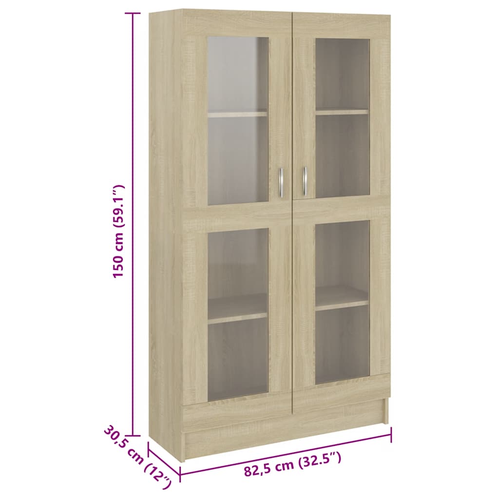 Armadietto Vetrina Rovere Sonoma 82,5x30,5x150 cm Multistrato | homemem39