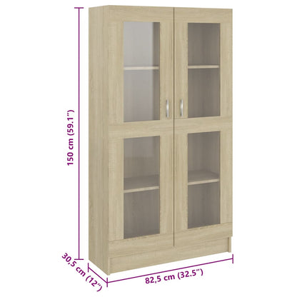 Armadietto Vetrina Rovere Sonoma 82,5x30,5x150 cm Multistrato | homemem39