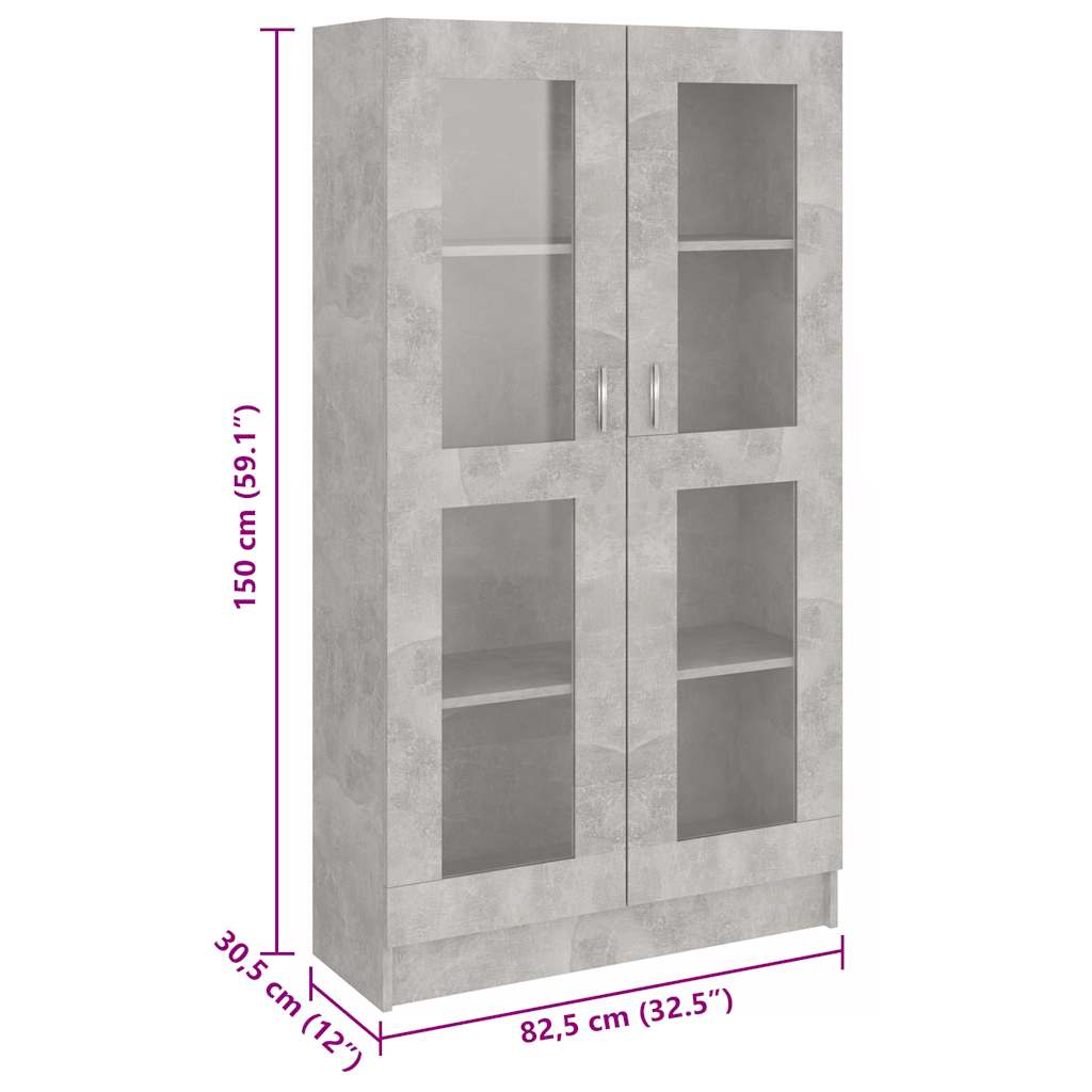 Armadietto Vetrina Grigio Cemento 82,5x30,5x150 cm Multistrato | homemem39