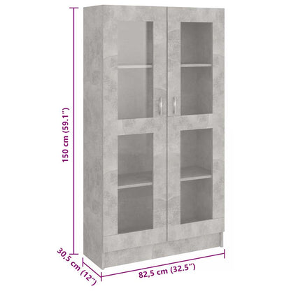 Armadietto Vetrina Grigio Cemento 82,5x30,5x150 cm Multistrato | homemem39