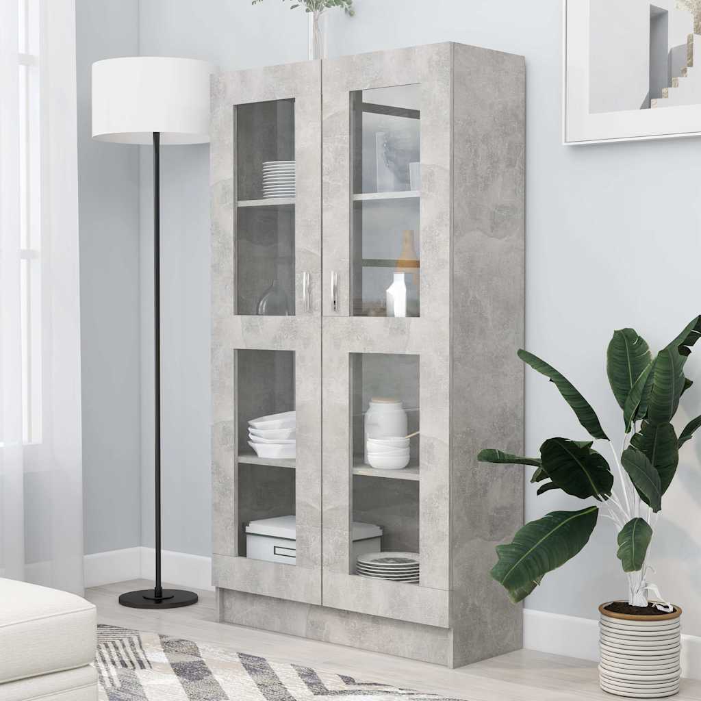 Armadietto Vetrina Grigio Cemento 82,5x30,5x150 cm Multistrato | homemem39