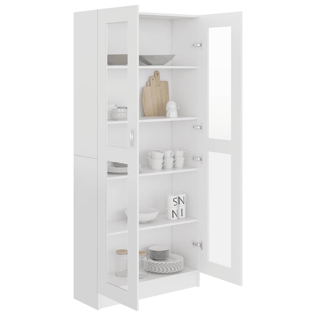 Armadietto Vetrina Bianco 82,5x30,5x185 cm Legno Multistrato | homemem39