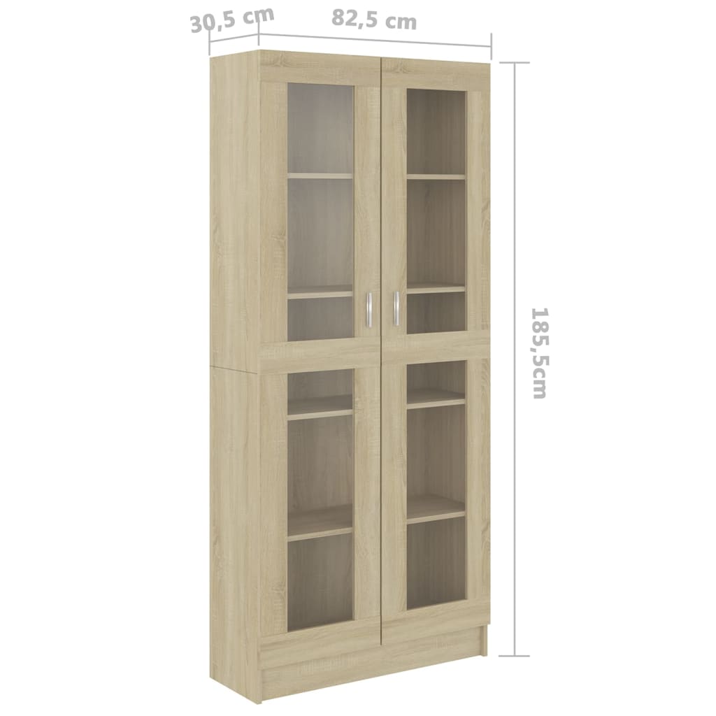 Armadietto Vetrina Rovere Sonoma 82,5x30,5x185,5 cm Multistrato - homemem39