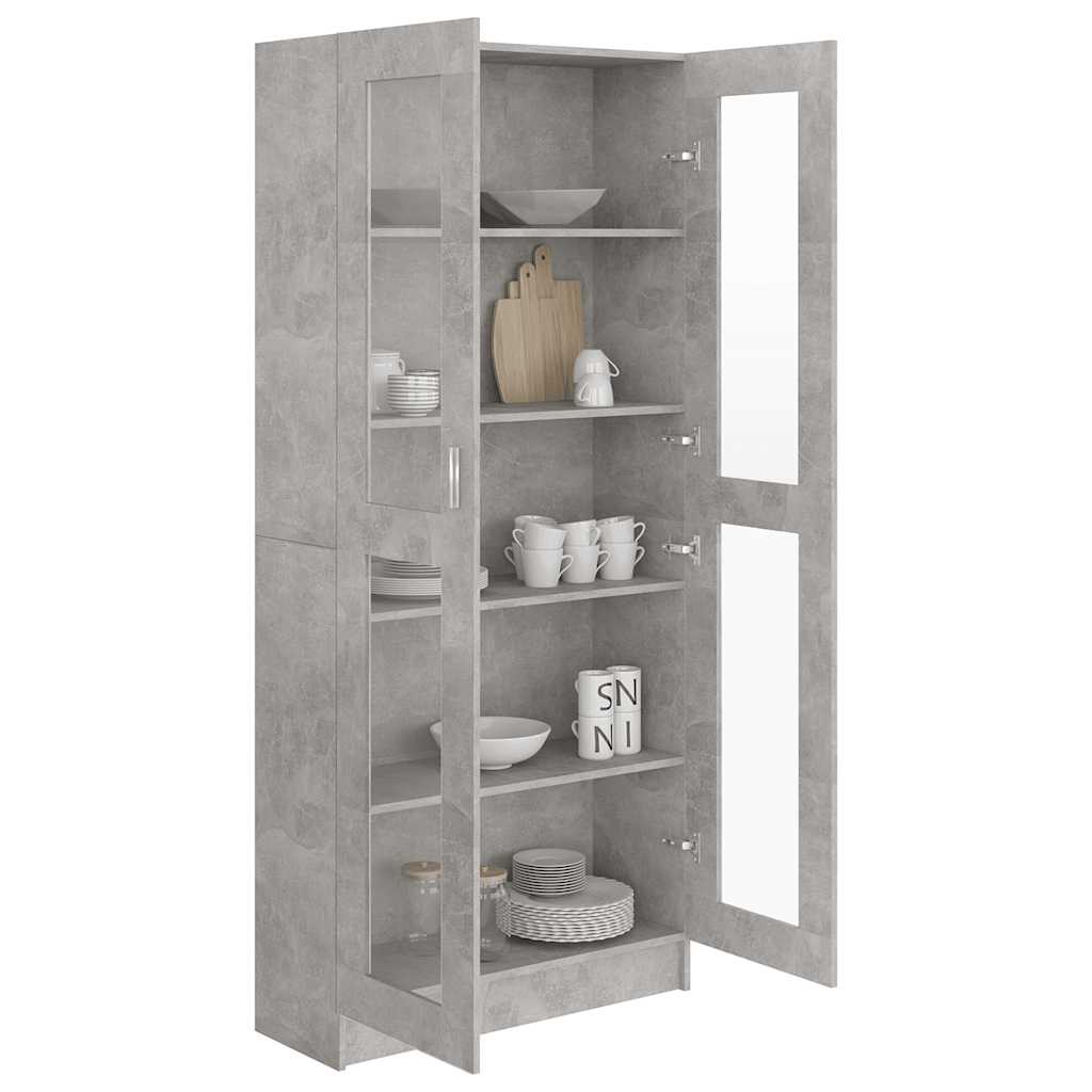 Armadietto Vetrina Grigio Cemento 82,5x30,5x185,5cm Multistrato | homemem39