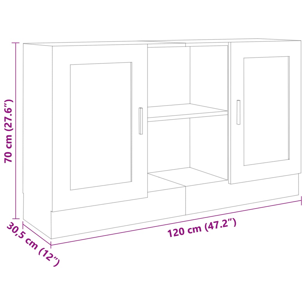 Credenza Grigio Cemento 120x30,5x70 cm in Legno Multistrato