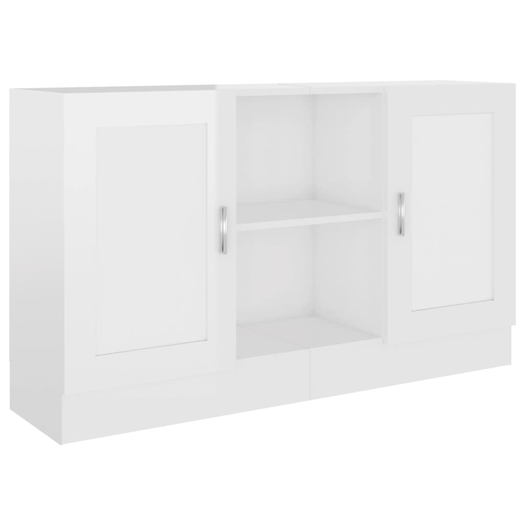 Glossy White Sideboard 120x30.5x70 cm in Multilayer Wood