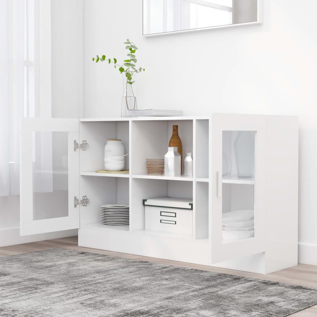Armadietto con Vetrina Bianco 120x30,5x70 cm Legno Multistrato - homemem39