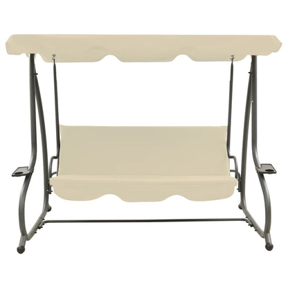 Panchina a Dondolo da Giardino con Baldacchino Bianco Sabbia | homemem39