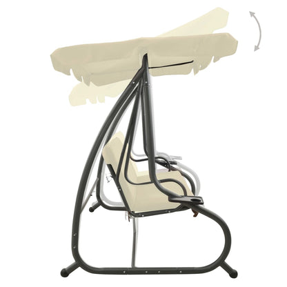 Panchina a Dondolo da Giardino con Baldacchino Bianco Sabbia | homemem39