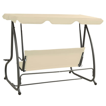 Panchina a Dondolo da Giardino con Baldacchino Bianco Sabbia | homemem39