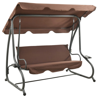 Panchina a Dondolo da Giardino con Baldacchino Caffè | homemem39
