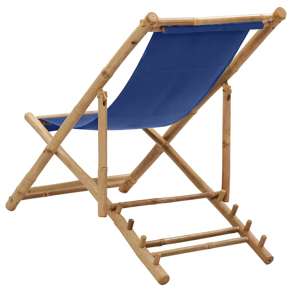 Sedia a Sdraio in Bambù e Tela Blu Marino | homemem39