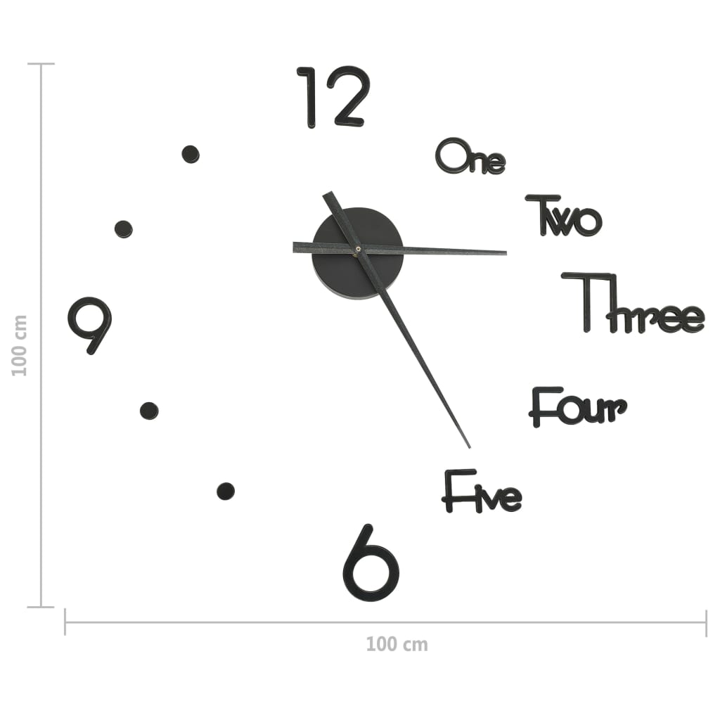 Orologio da Parete 3D Design Moderno Nero 100 cm XXL - homemem39