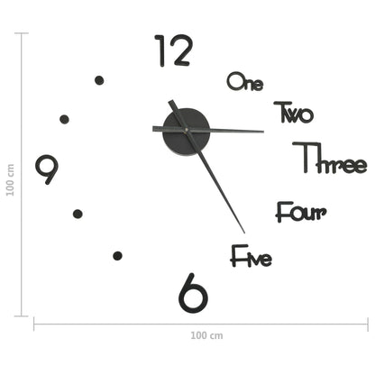 Orologio da Parete 3D Design Moderno Nero 100 cm XXL - homemem39