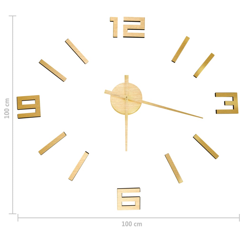 Orologio da Parete 3D Design Moderno Oro 100 cm XXL