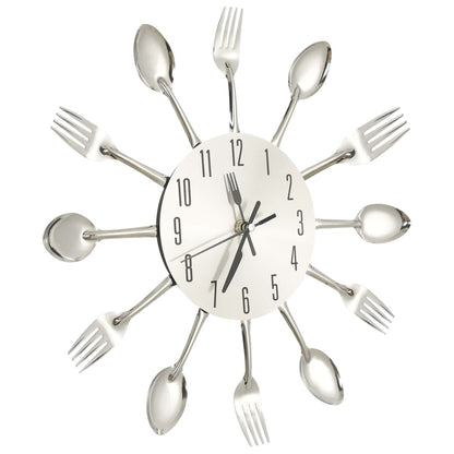 325162 vidaXL Wall Clock with Spoon and Fork Design Silver 31 cm Aluminium - homemem39