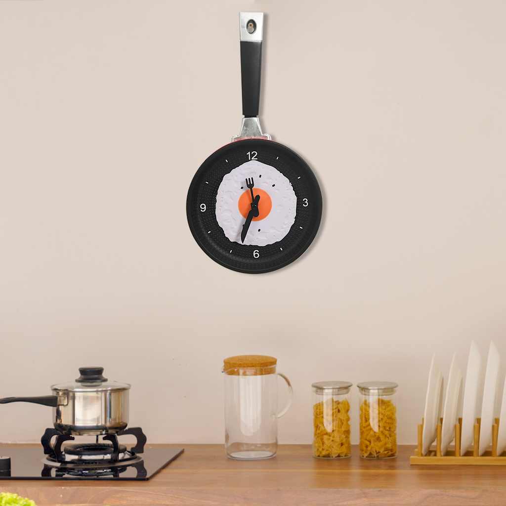 325164 vidaXL Wall Clock with Fried Egg Pan Design 18,8 cm - homemem39