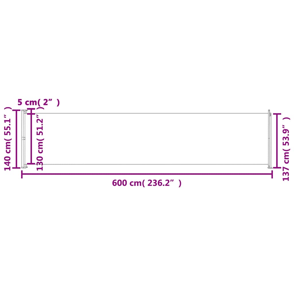 Tenda Laterale Retrattile per Patio 140x600 cm Crema | homemem39