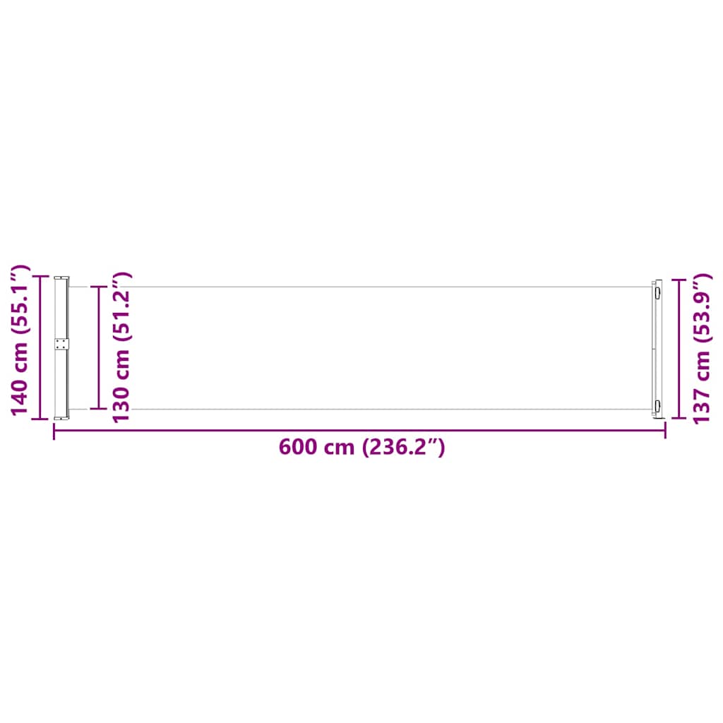Tenda Laterale Retrattile per Patio 140x600 cm Crema